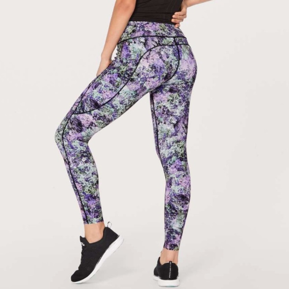 Lululemon Fast & Free 7/8 Tight Nulux 25 Vivid Vision floral Black 51891